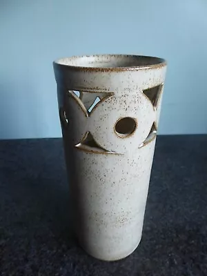 £29.99 • Buy Grayshott Pottery / Kingwood Pottery - Tall - Vase - Pierced Design - Signed KP