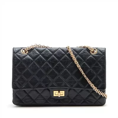 Chanel Matelasse Vintage Calf Double Flap Double Chain Bag Black Gold Metal 15 S • $3109.67