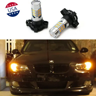 2x PY24W 3000K Amber 110W Front Turn Signal Light LED Bulbs For BMW E90 E92 • $15.99