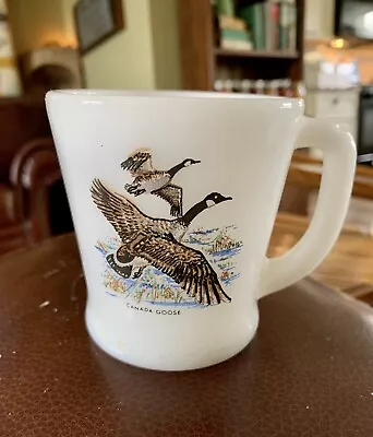 VTG Fire King Milk Glass CANADA GOOSE Coffee Cup Mug MCM Game Bird • $2.50