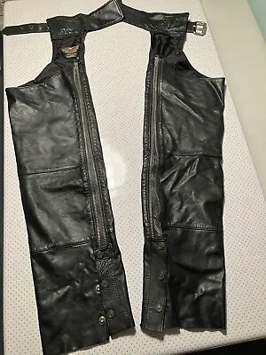Harley Davidson Men's Genuine Leather Riding Chaps Size Xs Xtra Small  CA 03402 • $79.95