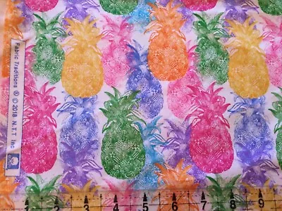 Fabric 33” NEW Cotton Pineapples Novelty Pink Orange I Spy Quilting Sewing Craft • $10