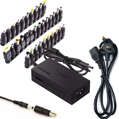 96W 34 Sizes Heads Adapter Universal AC DC Power Supply Charger Multi Laptop PC • £13.95