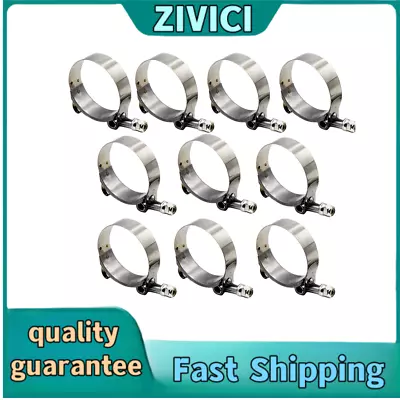 10pcs 2.5  Inch ID Stainless Steel T-Bolt Silicone Hose Clamp 67-74mm • $25