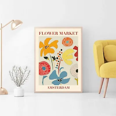 Flower Market Amsterdam Poster Florist Gift Vintage Art Poster Print  • $49.62