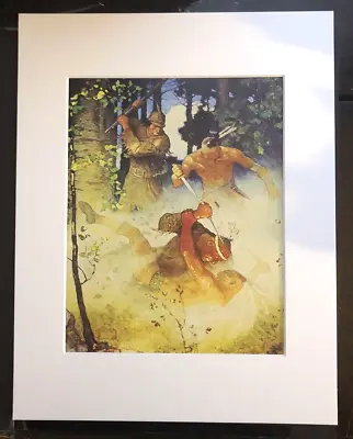 N. C. Wyeth  The Fight In The Forest  11 X 14 Matted Print-1919 • $24.99