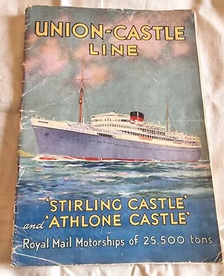 1930's Stirling & Athlone Castle Union- Castle Line Royal Mail Brochure  • £59.99