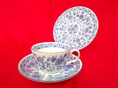 MINTON SHALIMAR TEA TRIO SET BREAKFAST CUP SAUCER PLATE BLUE WHITE - 1st QUALITY • £12