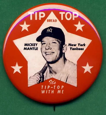 1952 Tip Top  Mickey MANTLE Bread Label RP *PIN* New York YANKEES 2-1/4  • $4.84