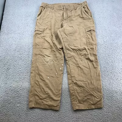 LL Bean Cargo Pants 36x29 Brown Comfort Waist Fleece Lined Straight Leg 46316 • $19.99