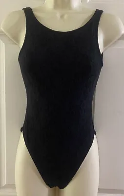 Women Vintage 80s RAINBEAU Black BODY WEAR Leotard Dance Wear Size M • $75.99