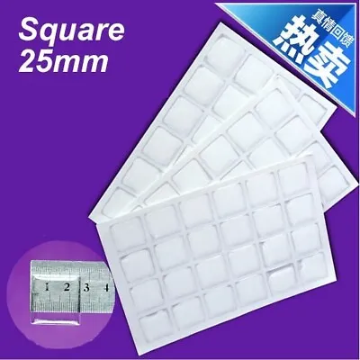 Clear Square Resin Stickers 25mm Epoxy Domes Sticker Crafts Jewelry Making 10Pcs • $14.07