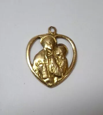 Antique 10k YELLOW GOLD St ANNE & MARY PENDANT Heart Shape 2.2 Gr 3/4  • $74.99