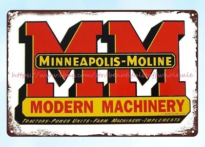 Cottage Shop MINNEAPOLIS-MOLINE MODERN MACHINERY Metal Tin Sign • $18.89