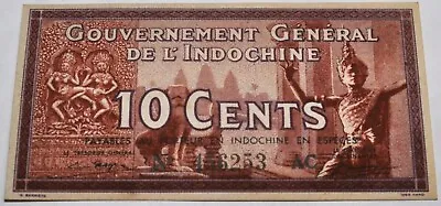 INDO-CHINA 10 Cents Banknote Undated (1939) KM:85c (AU/UNC?) • $6