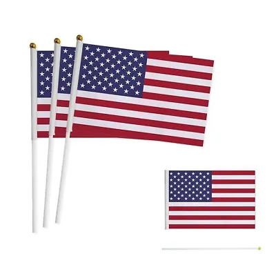 5 Pack Small American Flags On Stick 5x8 Inch Yard Flag/ Hand Held Flag • $5.99