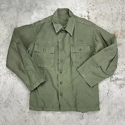 USMC Cotton Utility Field Shirt OG107 1st Pattern 50s 60s Vtg Vietnam Large • $70