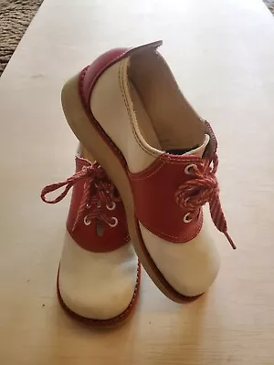 Vintage Town Flair Saddle Shoes Red White  Size 6.5 B Rockabilly Adorable • $30