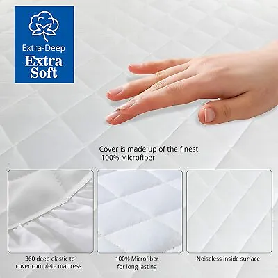 £10.97 • Buy 30cm Hotel Quality Quilted Mattress Protector DEEP Fitted TOPPER COVER All Size
