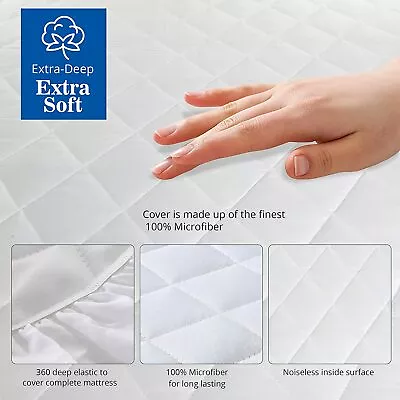 £10.97 • Buy 30cm Hotel Quality Quilted Mattress Protector DEEP Fitted TOPPER COVER All Size