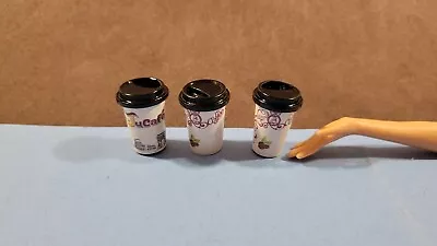 Miniature Kitchen Dishes To Go Coffee Cups Fits Barbie Doll 1:6 B • $2.99