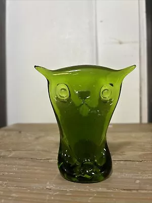 Vintage Viking Green Glass Owl Paperweight • $9.99