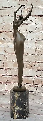 Sculpture Statue En Bronze Vritable Marbre Art Moderne FEMME Nude Signe JUNO  • $299