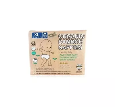 Pack Of 20 Beaming Baby Organic Bamboo Biodegradable Nappies Size 6 16kg 35lb+ • £11.99