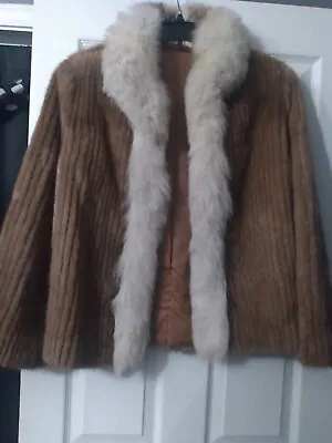 Mink Coat Jacket Stroller Blonde Tan  Fox Trim Medium Two Tone  • $250
