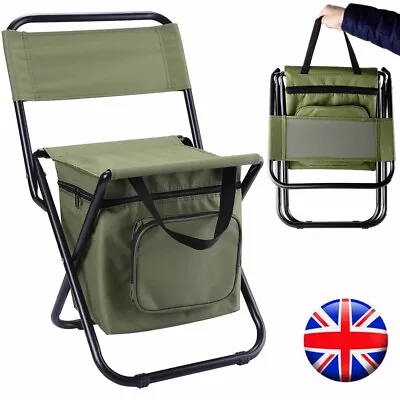 Folding Camping Chair With Portable Bag Outdoor Hiking Fishing Seat Travel Stool • £12.99