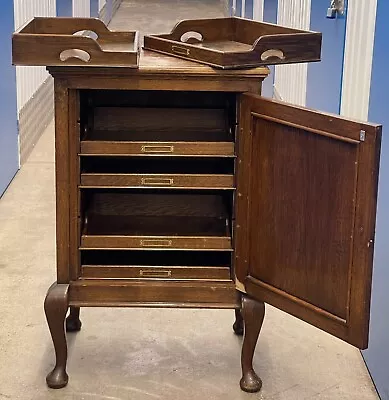 Antique C1900 Oak Music Or Collectors Cabinet W59cm X D43cm X H93cm • £700