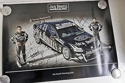 V8 Supercars Jack Daniel's Motor Racing Signed Poster Todd & Rick Kelly (c739) • $35