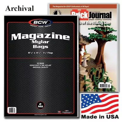 50 BCW Mylar Magazine Bags Archival Acid Free Journal Sleeves Fit DC Black Label • $38.90