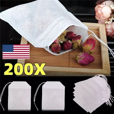 200X Reusable 100% Cotton Muslin Filter Bags Spices Herbs Tea Soup Drawstring  • $3.60