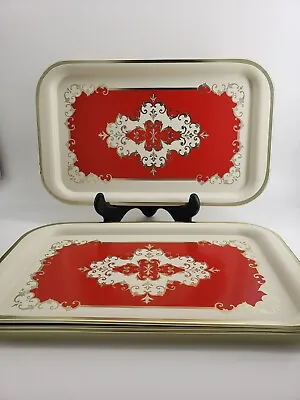 Mid-Century Modern Metal Tray Set Of 4 TV Dinner Lap Tray 14 1/4in X 8 3/4in • $25