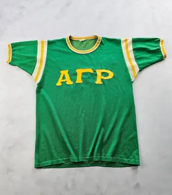 Vintage 1960s Fraternity Jersey Rayon Durene Green Sports T-shirt M • $29.05