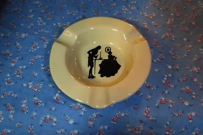 Vintage McNicol Roloc China Ashtray Colonial Silhouette Couple Inside 4 3/16  W • $12.99