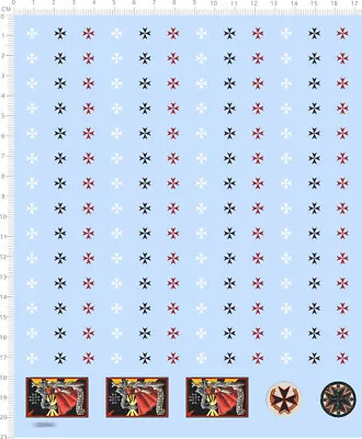 Black Templars Legion Cross Insignia Transfer Sheet Water Decal Red White Black • $22.34