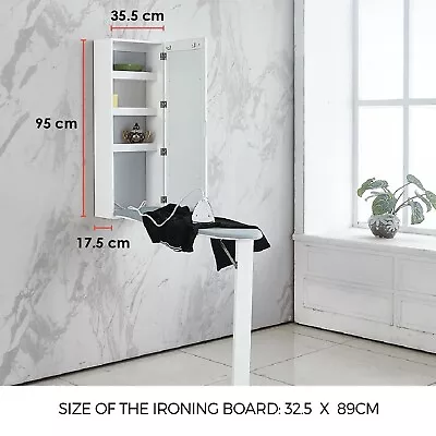 £140 • Buy Wall Mounted Ironing Board Built-In Cabinet Fold Out Wood Ironing Board Storage