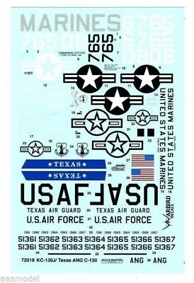 Warbird 1/72 KC-130J/Texas ANG C-130 Decals 72018 X For Italeri And Airfix • $18.99