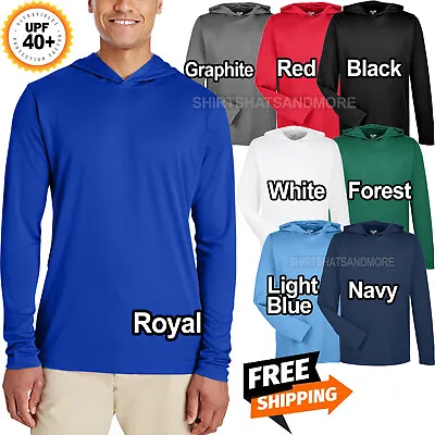 Mens Lightweight Moisture Wicking Hoodie T-Shirt Long Sleeve Hoody Tee UPF 40+ • $19.99