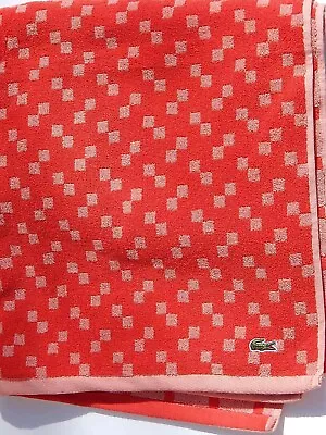 LACOSTE BATH TOWEL 30x54 ORANGE PATTERN CROCCO LOGO COTTON NEW AUTHENTIC • £25.64