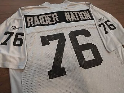 RAIDER NATION #76 Oakland Raiders Silver Reebok Jersey Sz XL (25.5  PTP) SB XI • $59.99