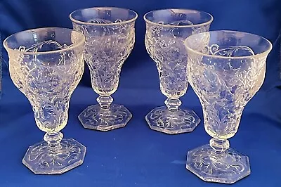 EARLY McKEE SET Of 4 EAPG ROCK CRYSTAL FOOTED 7 Oz GOBLETS 5.75  TALL - RARE SZ • $30