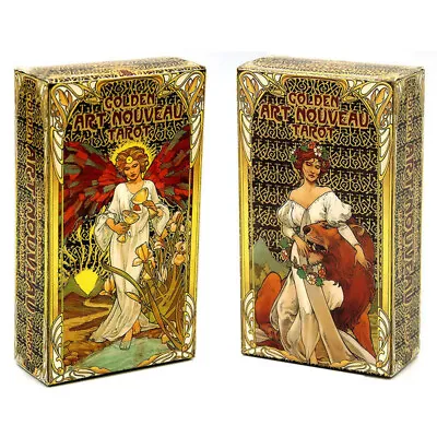 Golden Art Nouveau Tarot 78 Tarot Cards Deck English Version Divination Games • £5.99