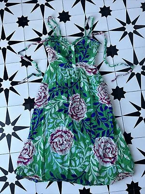 A2 Anthropologie Moulinette Soeurs Women’s Size 8 Green Floral Silk Slip Dress • $45.99
