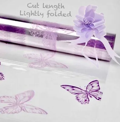 ShredAstic® Purple Lilac Butterfly Cellophane Gift Wrap Hamper Lilac Pull Bow • £0.99