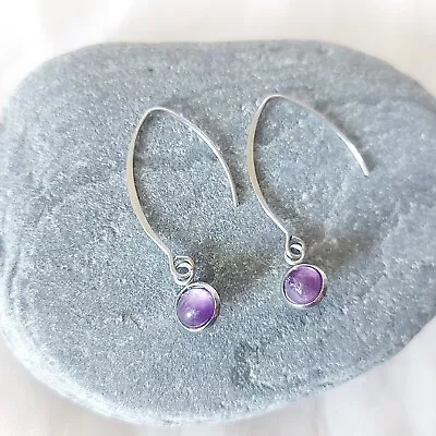 Amethyst Gemstones Surgical Steel Stainless Steel Drop Dangle French Earrings  • £5.99