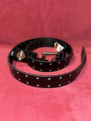 Harley-Davidson Men's Double Prong Punch Hole BLACK Leather Belt Size 46/48 • $44.99