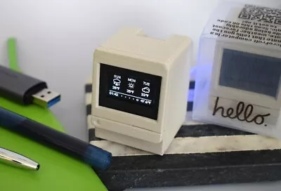 Macintosh Mini Computer Desk Clock Vintage-Inspired Smart Weather & Quotes • $69